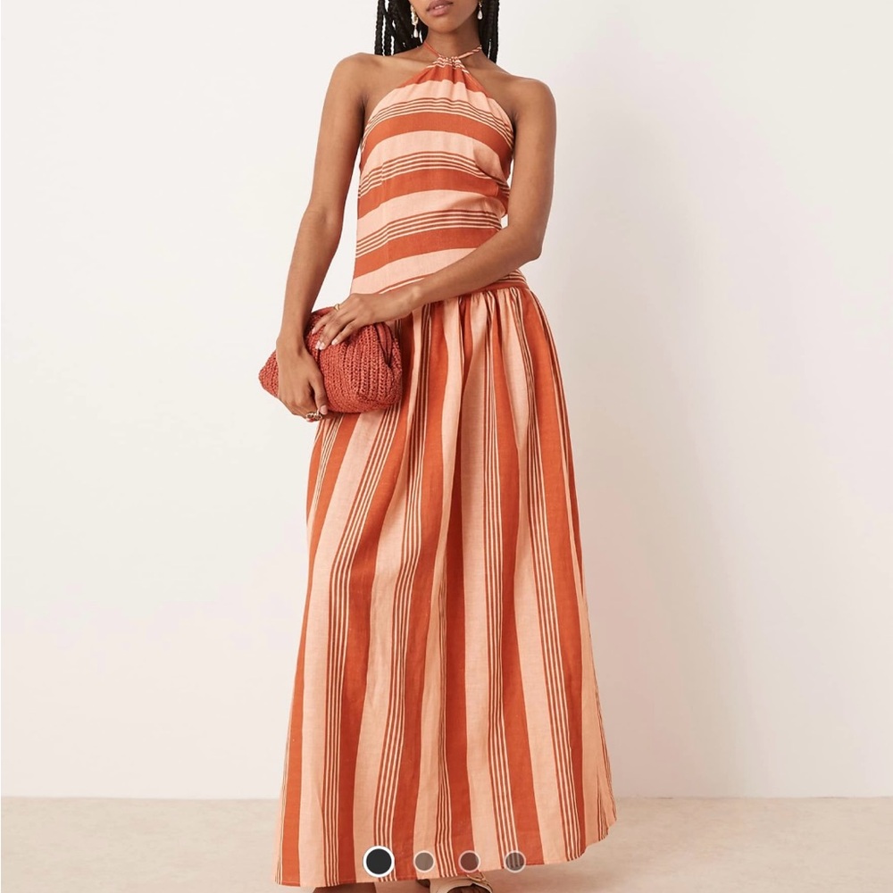 ASOS Striped Halter Maxi Dress